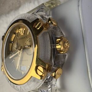 Versace Icon Active Chronograph Gold and Clear Watch